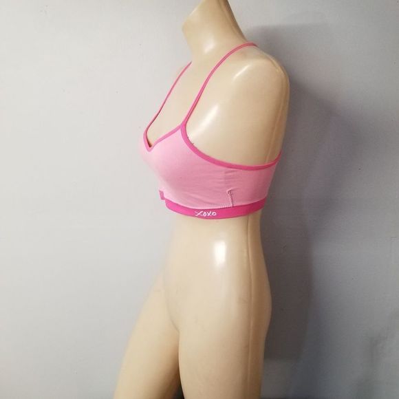Xoxo Pink stretchy bra top shown on small - Picture 3 of 3